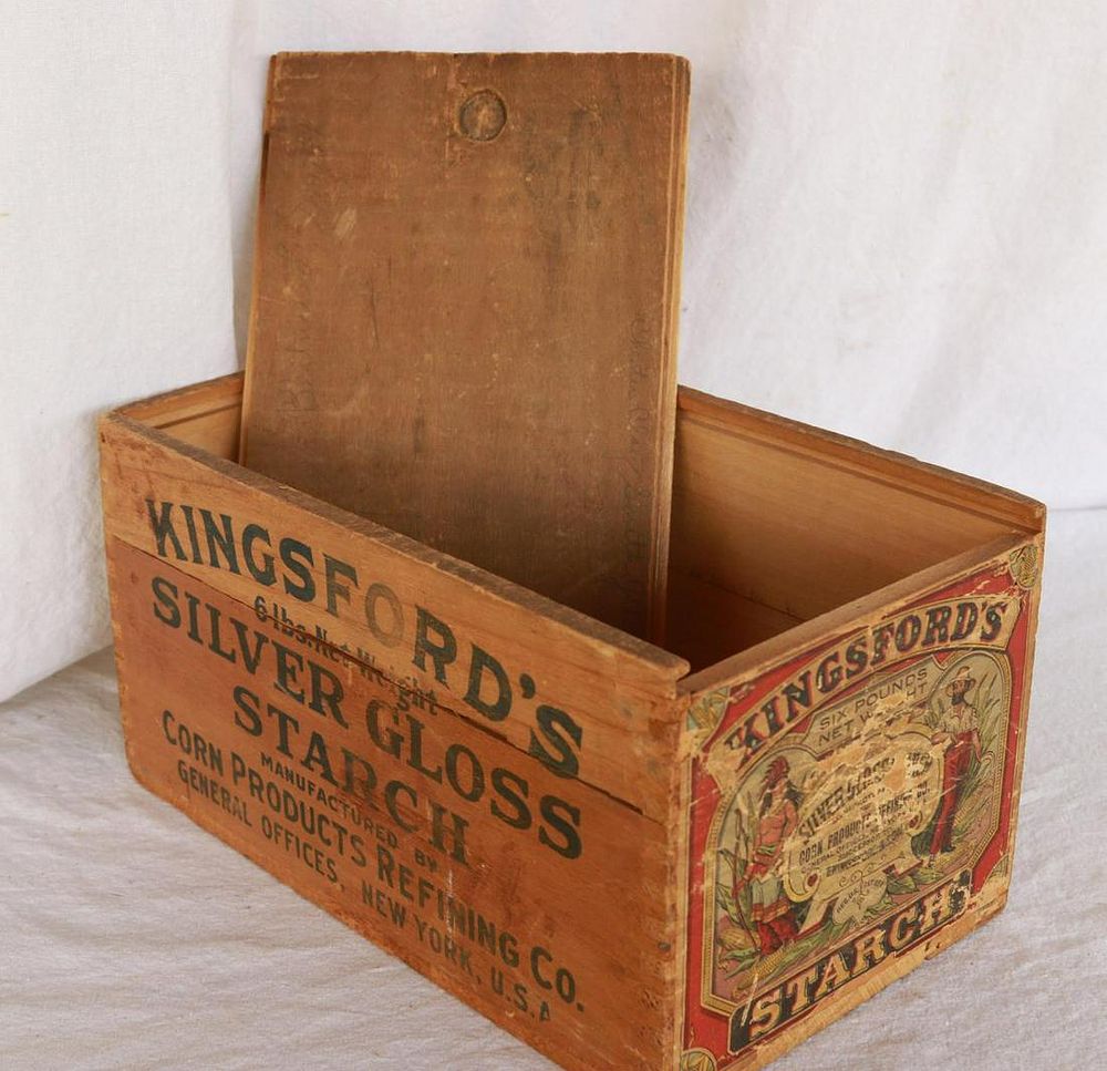 Lot 1223: Kingsfords Silver Gloss Starch Wooden Box