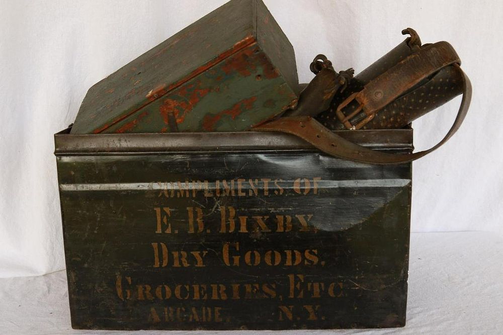Lot 1225: Metal Box, Wood Box & Aprons
