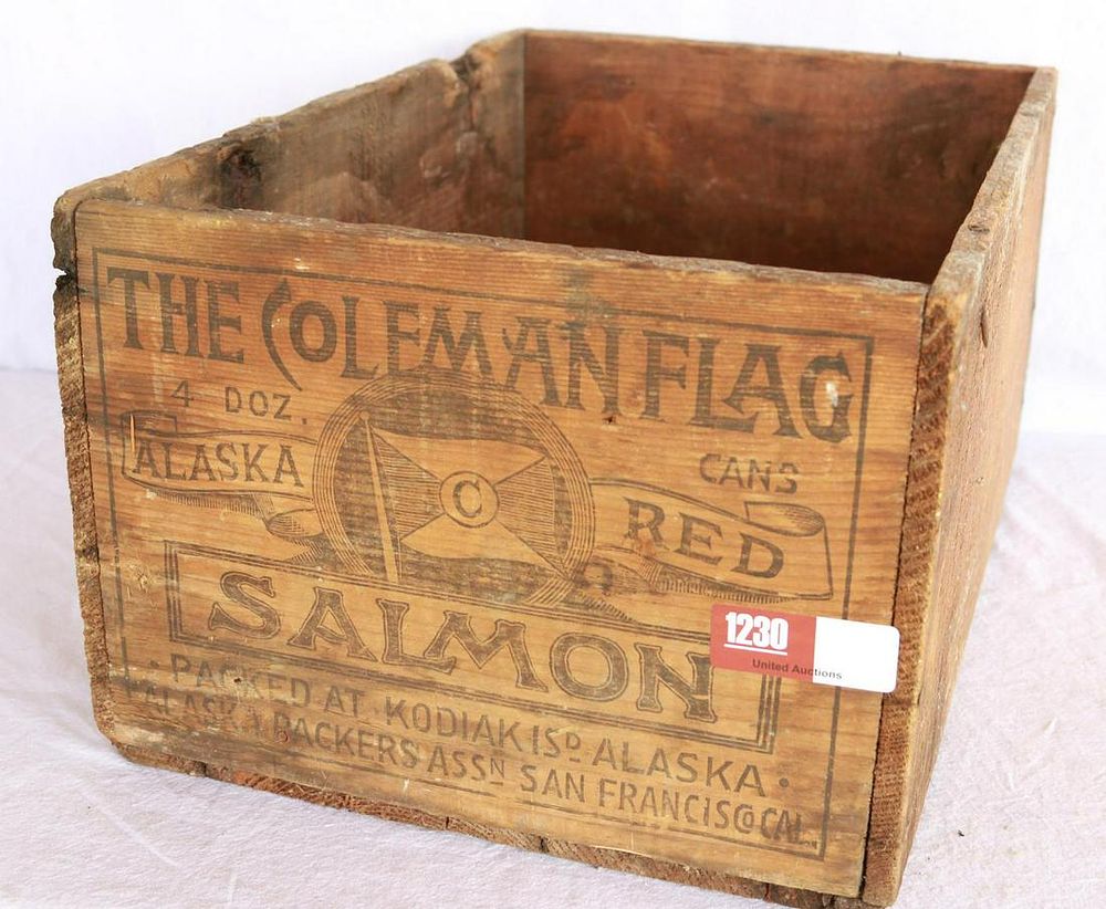 Lot 1230: The Coleman Flag Salmon Wooden Box