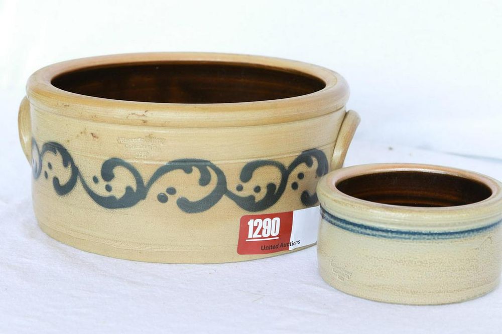Lot 1290: (2) Limited Stoneware Cake Crocks