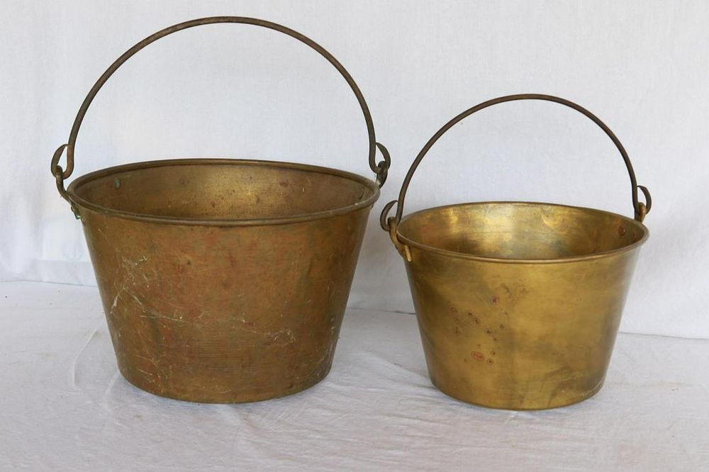 Lot 1314: (2) Brass Hand Wrought Pails