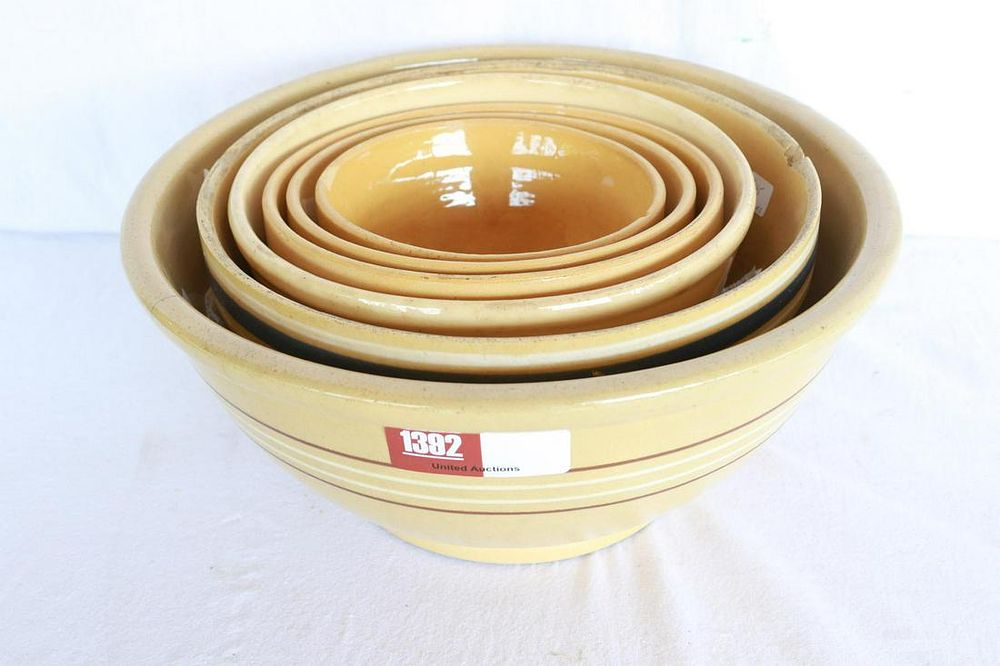 Lot 1392: (6) Various Graduated Yellow Ware Bowls