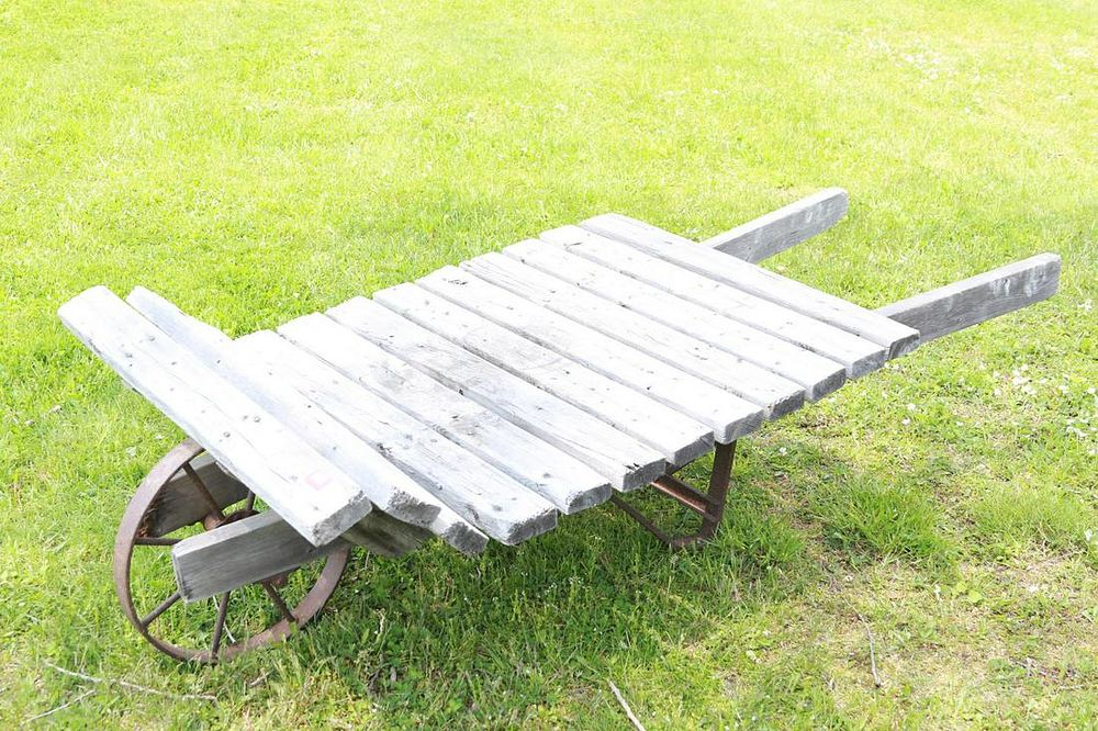 Lot 1403: Railroad Baggage Wooden Wheelbarrow