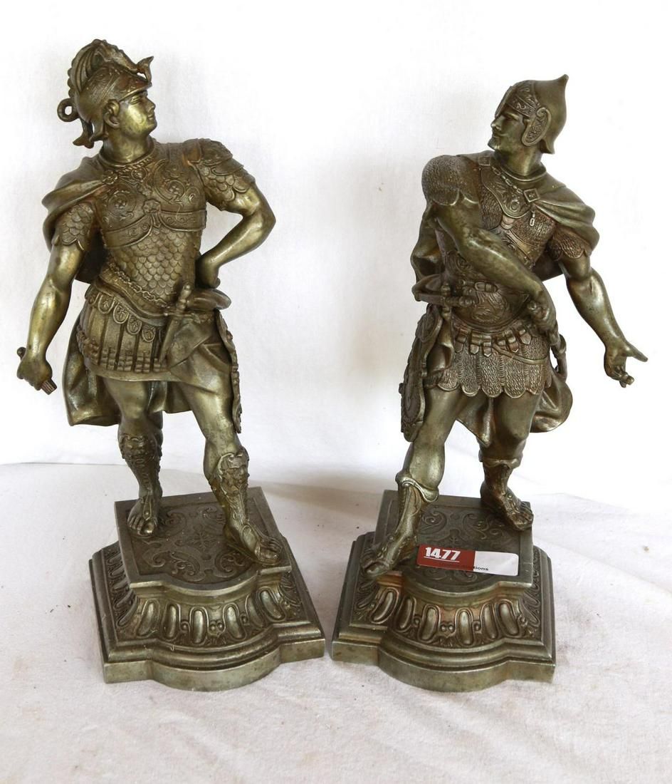 Lot 1477: (2) Spelter Clock Topper Soldier Figures