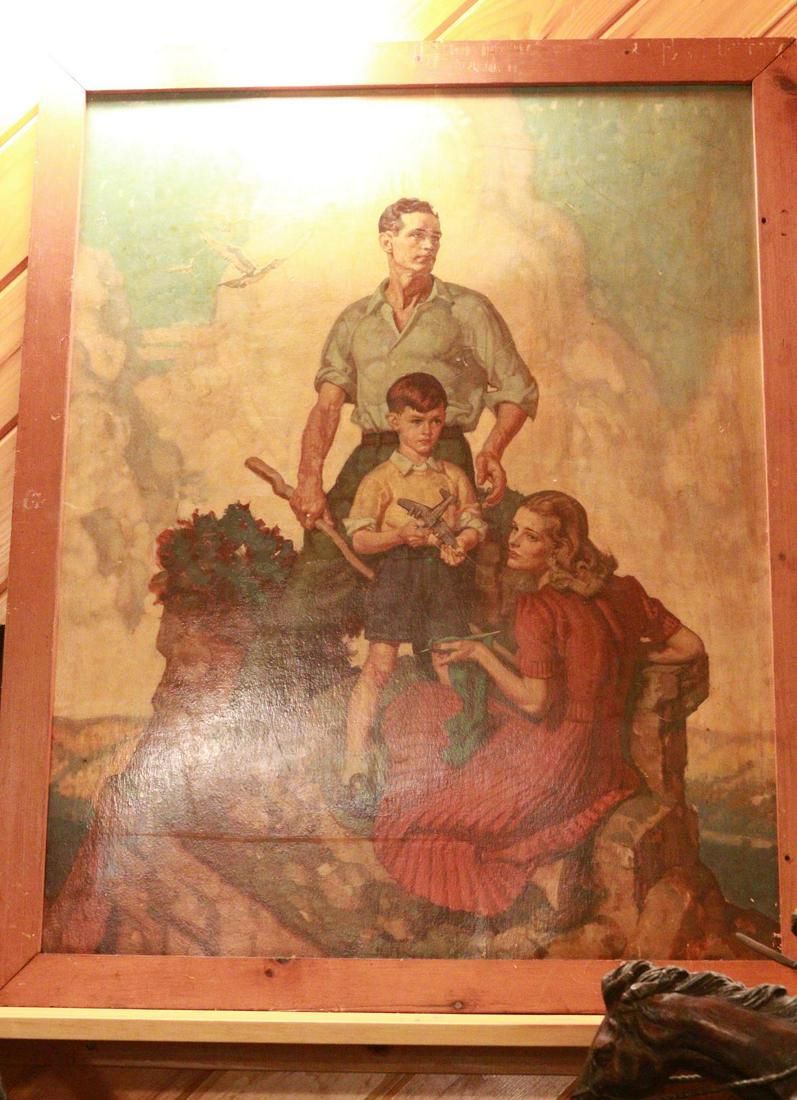 Lot 1479: Framed Cardboard Off to War Picture
