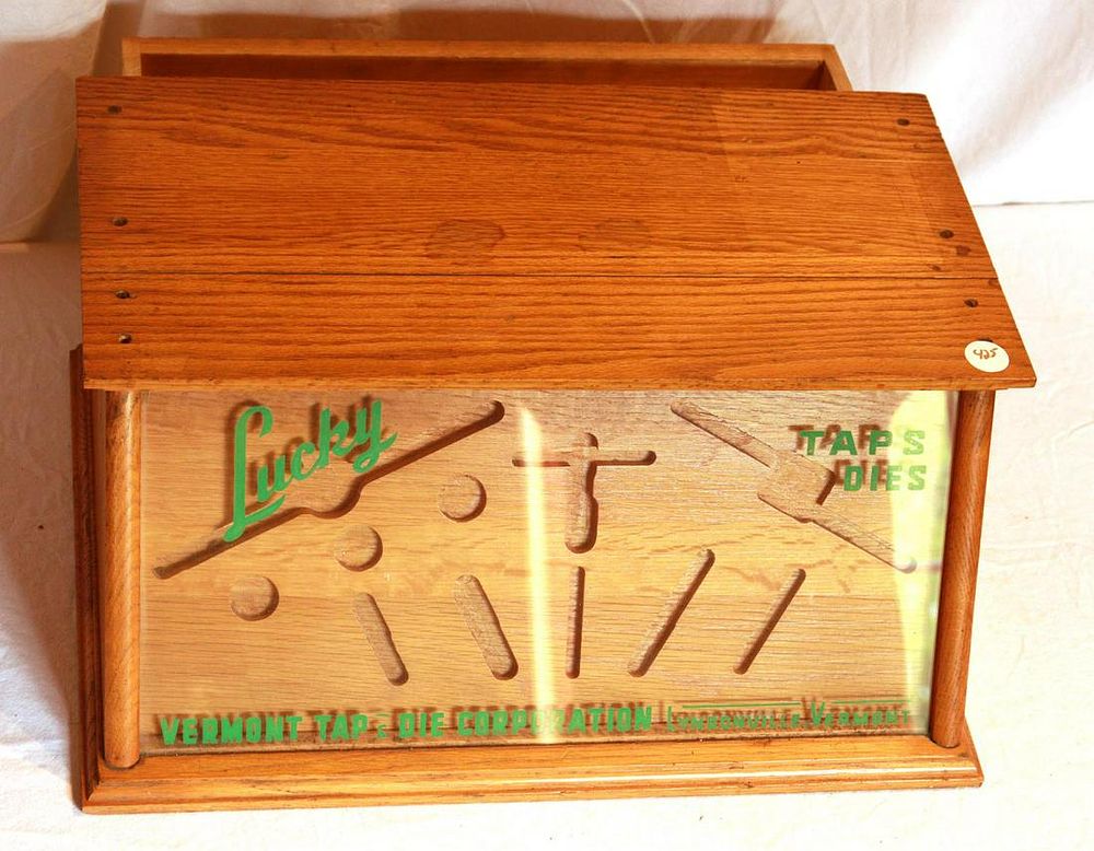 Lot 425: Lucky Oak Tap & Die Display Cabinet