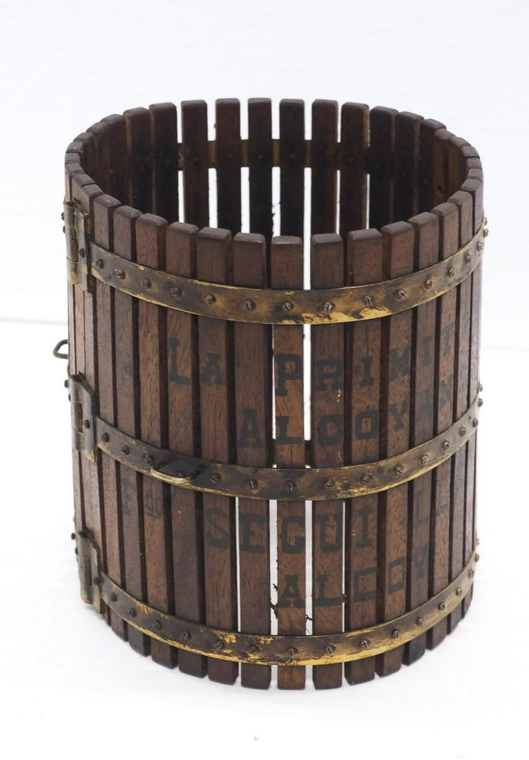 Lot 1017: Salesman sample walnut & brasss cider press basket
