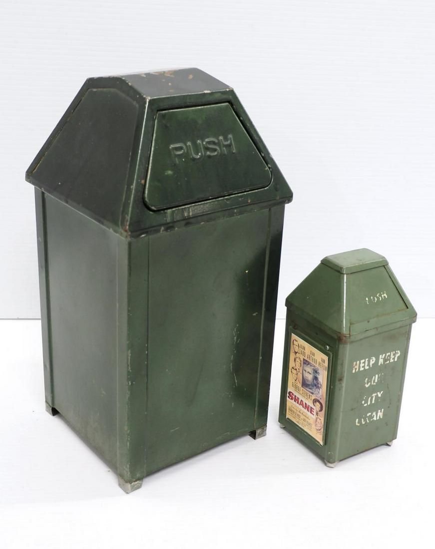 Lot 1018: (2) Miniature metal trash cans