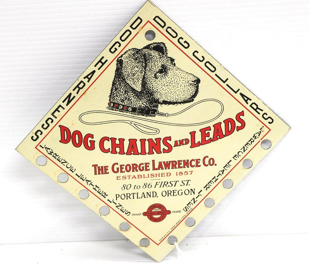 Lot 1021: George Lawrence Co. Dog Chains & Leads display sign