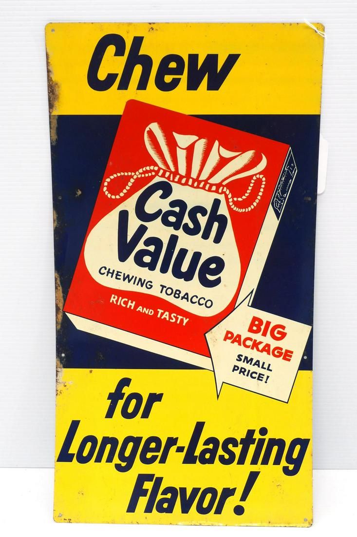 Lot 1028: Chew Cash Value Tobacco sign