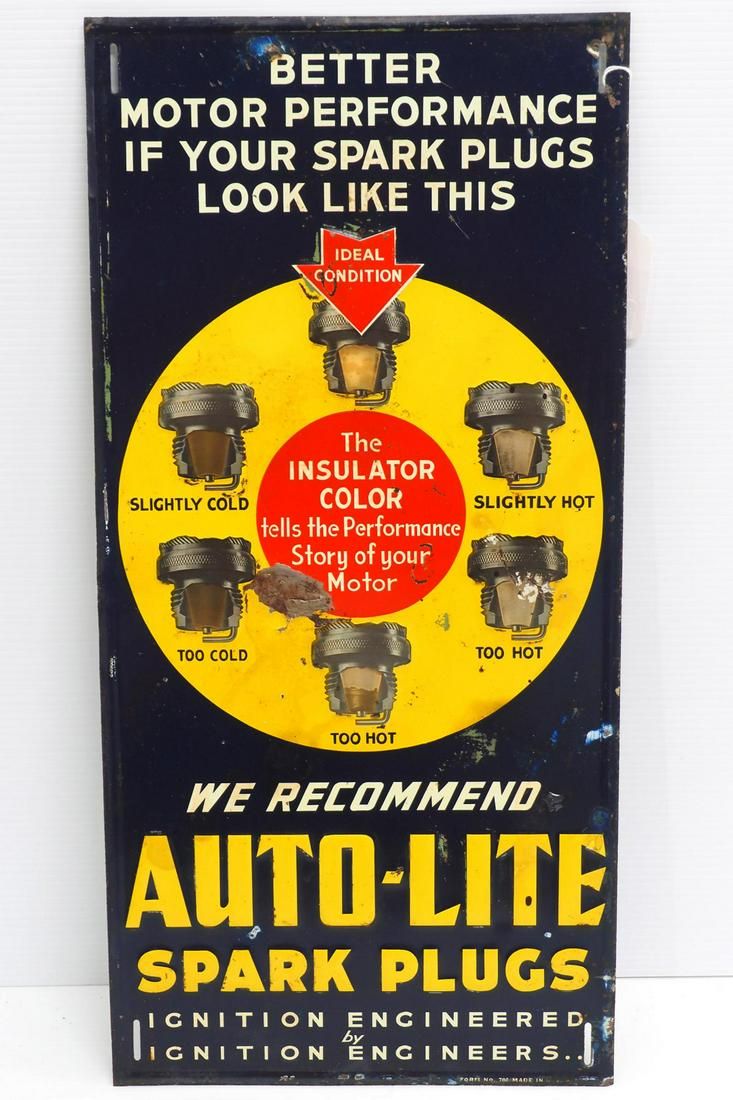 Lot 1029: Auto-Lite Spark Plugs sign