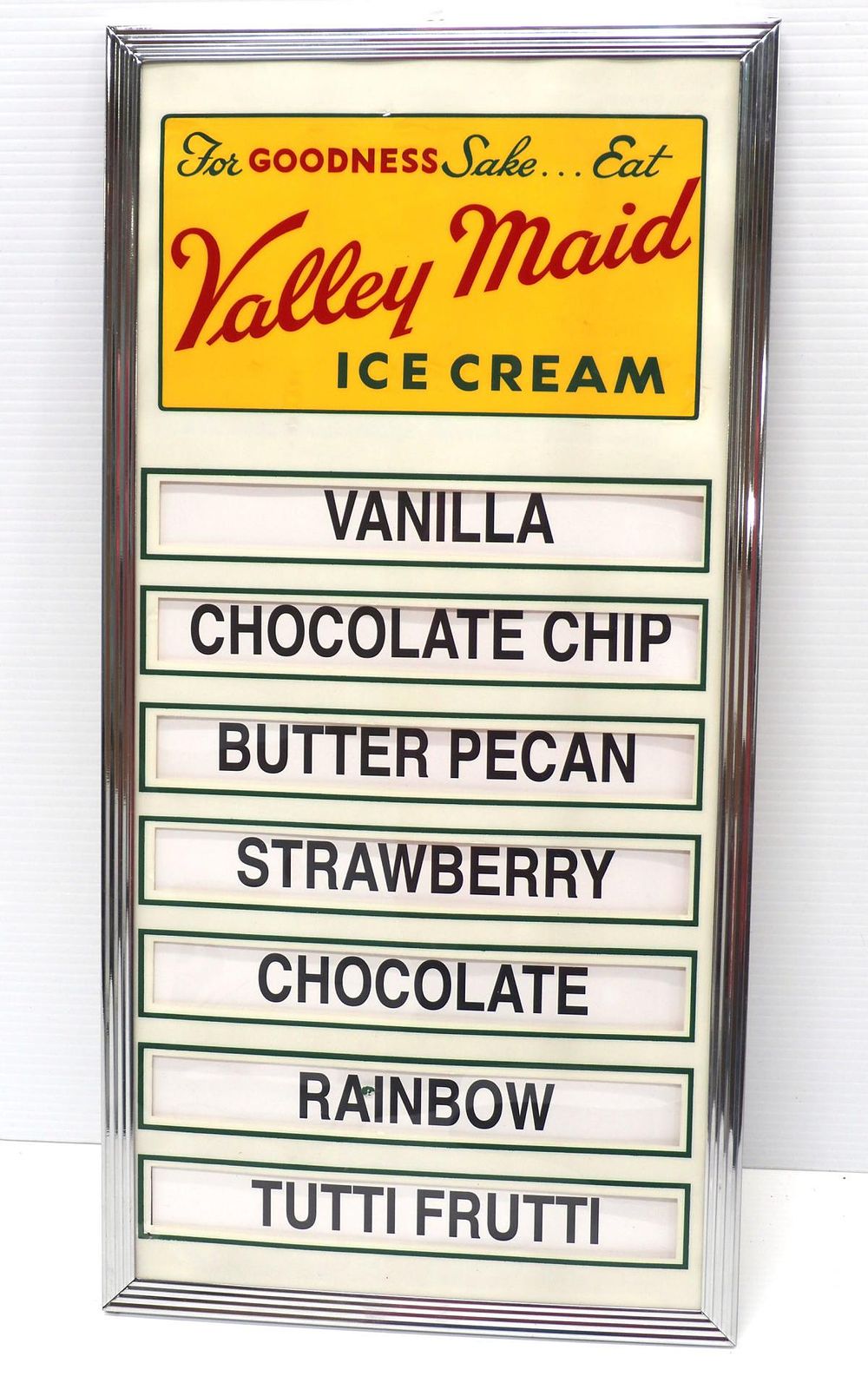 Lot 1030: Valley Maid menu board
