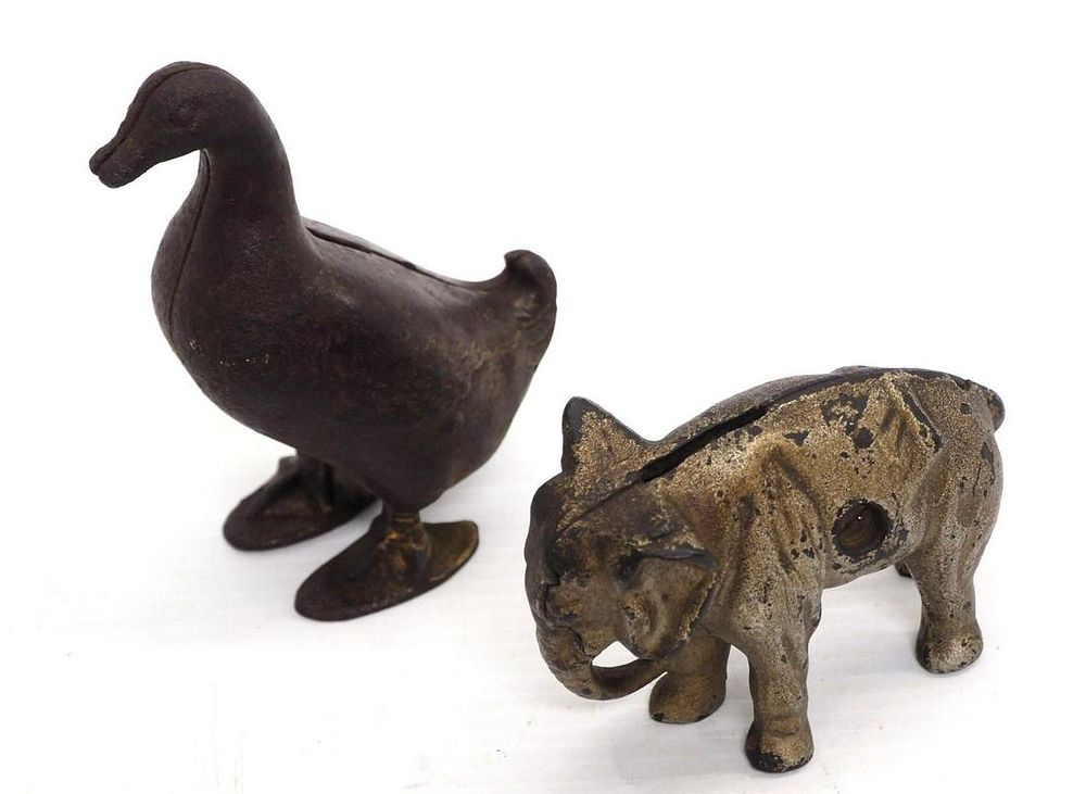 Lot 1034: (2) Cast iron banks