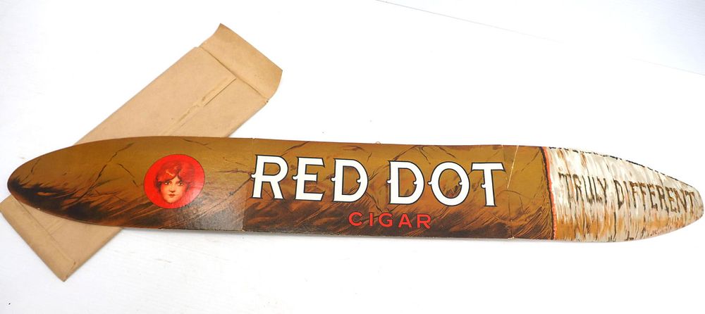 Lot 1103: Cardboard Red Dot Cigar advertising stand-up