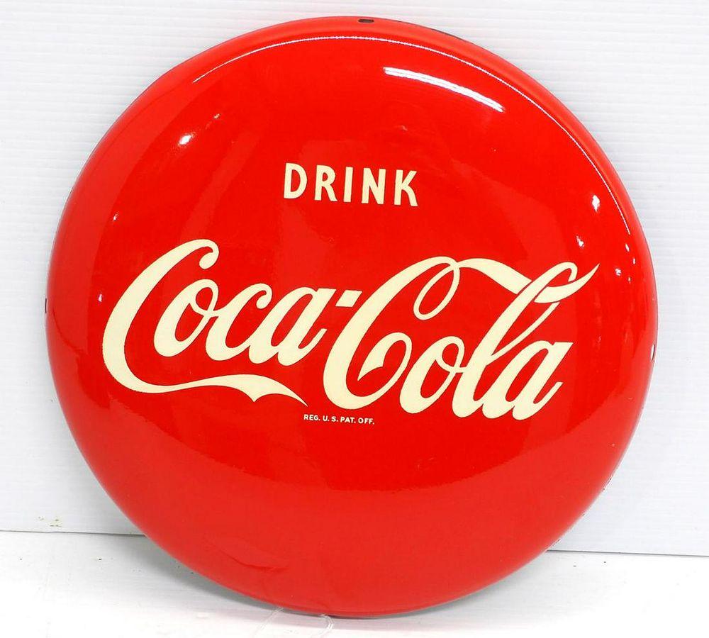 Lot 1108: Coca Cola button sign