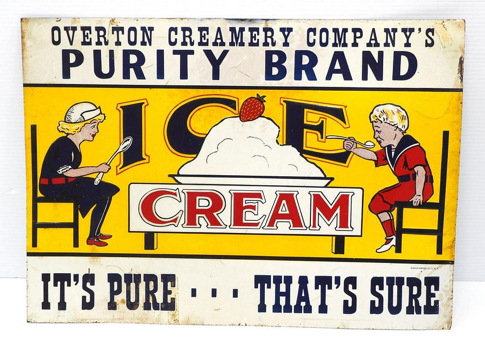 Lot 1109: Purity Brand Ice Cream sign