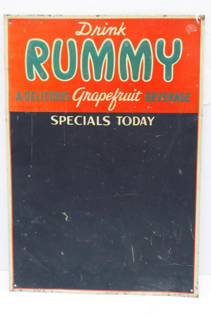 Lot 1110: Drink Rummy Grapefruit Beverage price board sign