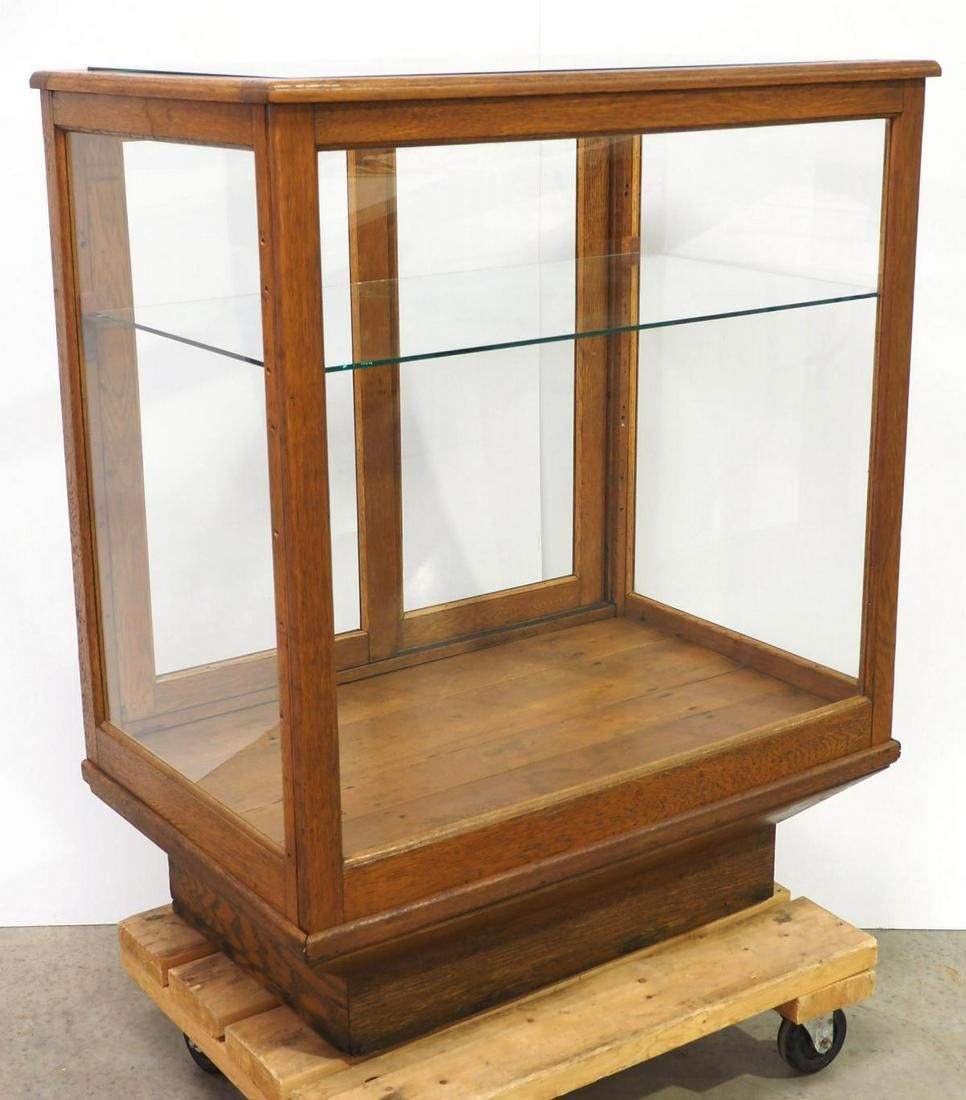 Lot 1129: Oak and glass country store showcase