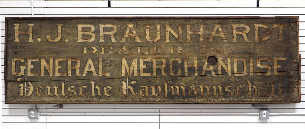 Lot 1130: H.J. Braunhardt Dealer General merchandise sign