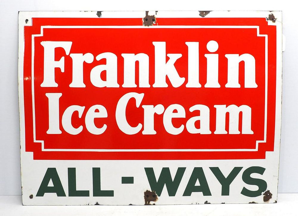 Lot 1149: Franklin Ice Cream sign