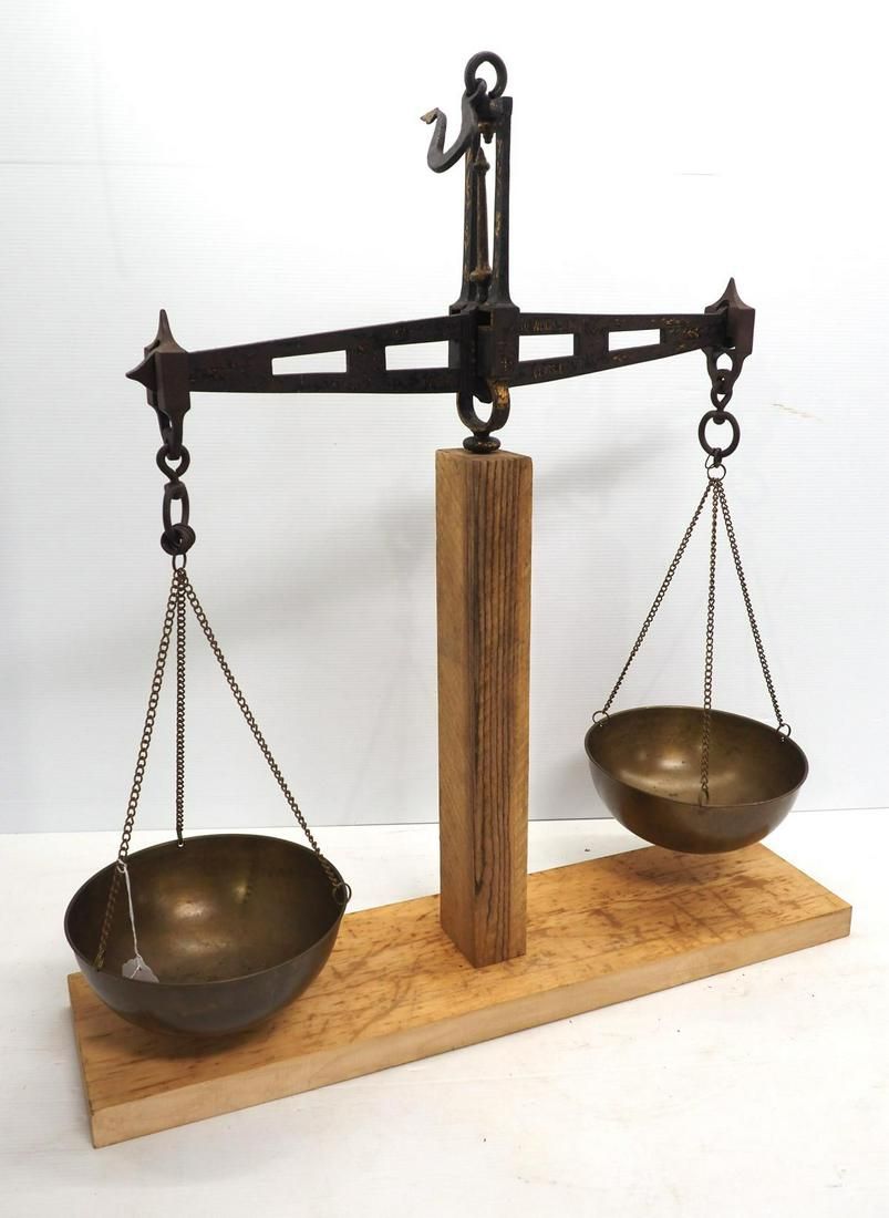 Lot 1177: Cast iron & brass balance scales