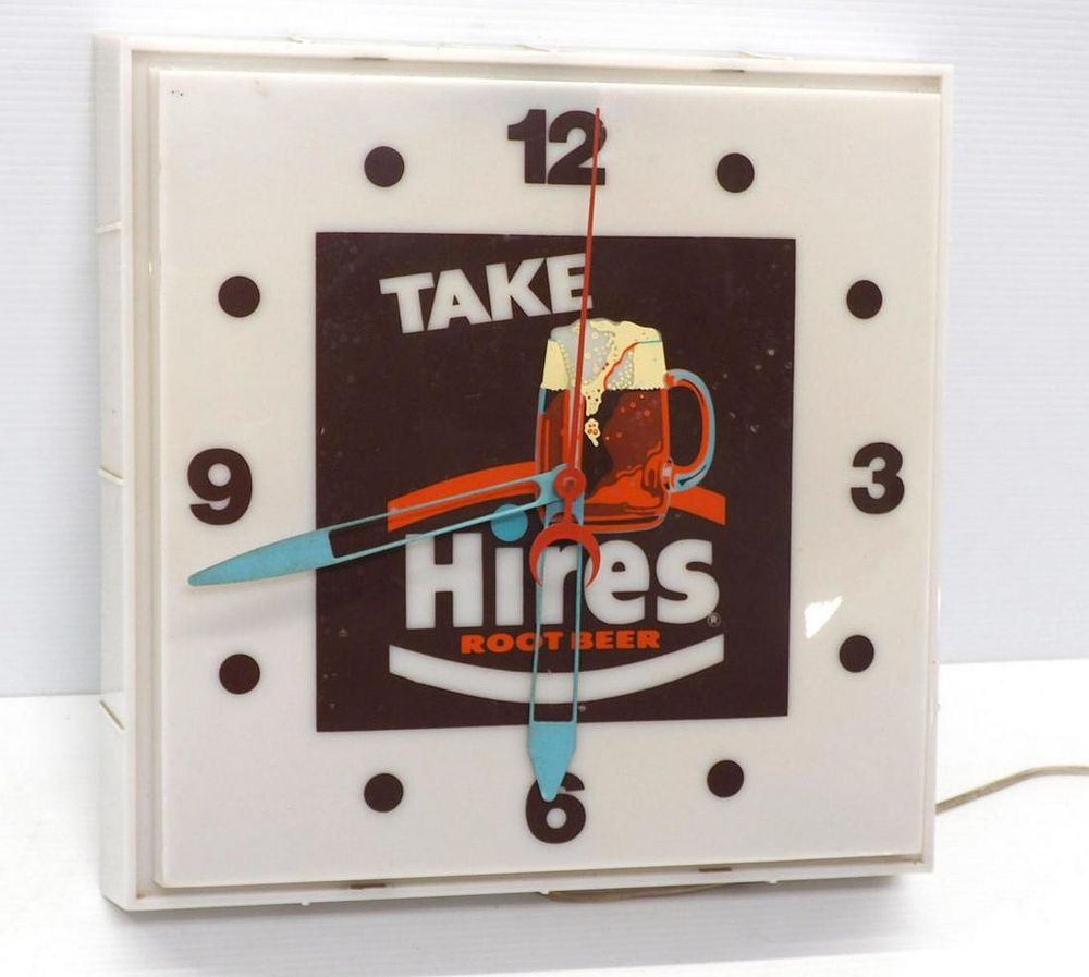 Lot 1183: Lighted Hires Root Beer clock