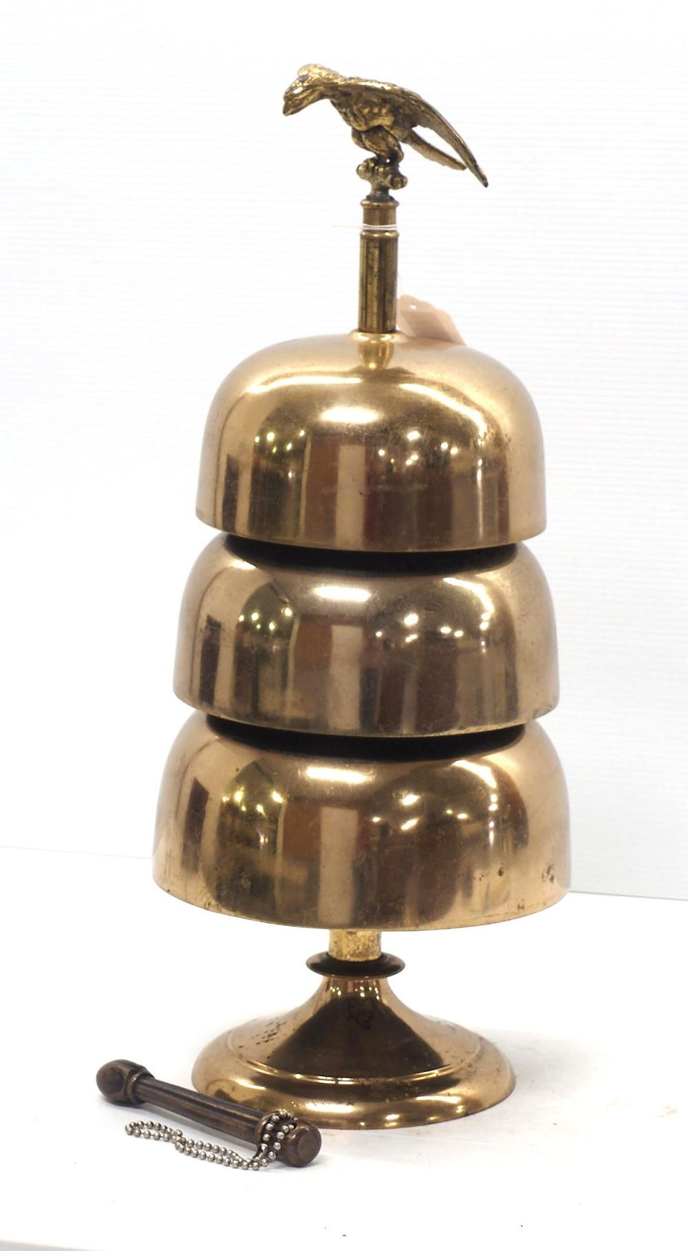 Lot 1190: Brass 3-tier ship dinner bell