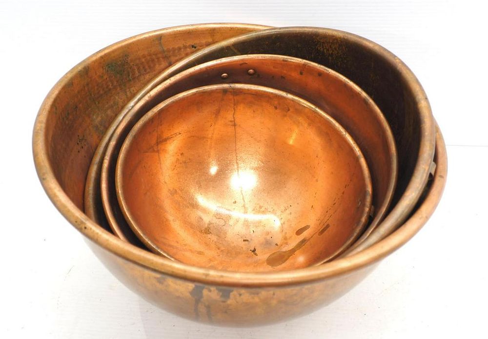 Lot 1213: (4) Piece set copper candy kettle