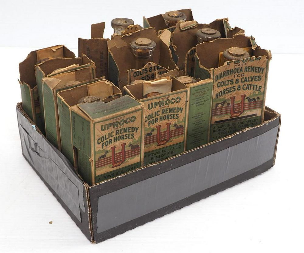 Lot 1220: (13) Uproco Colic Remedy for Horses bottles