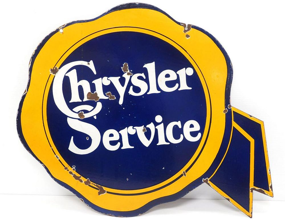 Lot 1265: 25"x21½" DSP Chrysler Service sign