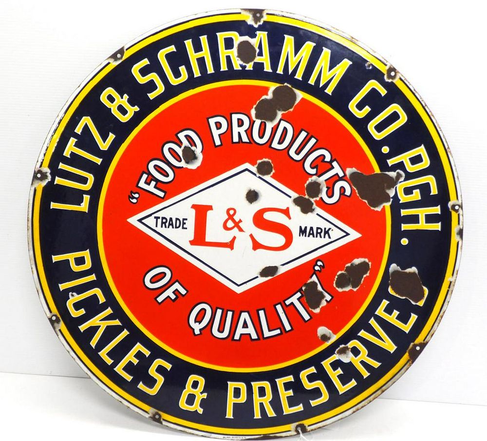 Lot 1267: Lutz & Schramm Company Pickles & Preserves sign