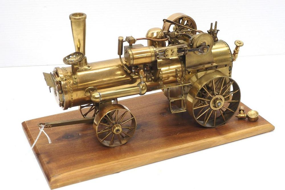 Lot 1283: Brass model of 15hp side-crank steam engine
