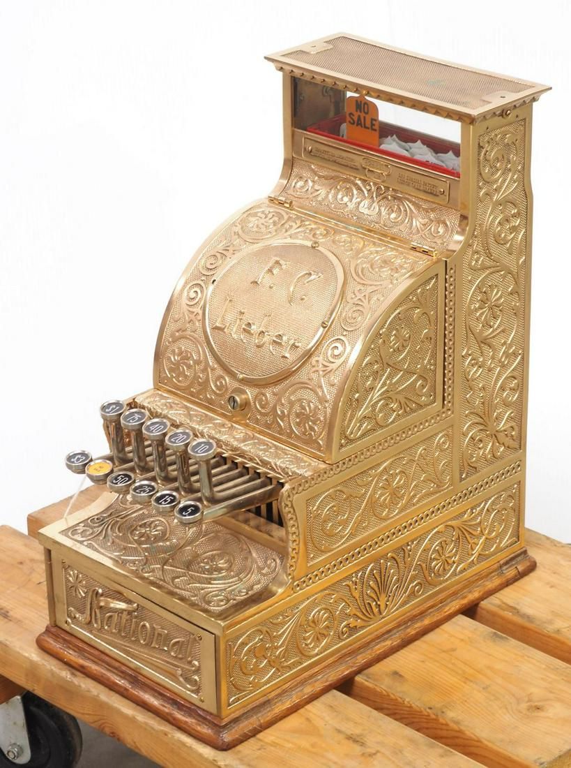 Lot 1287: National F.C. Lieber Model 12 brass cash register