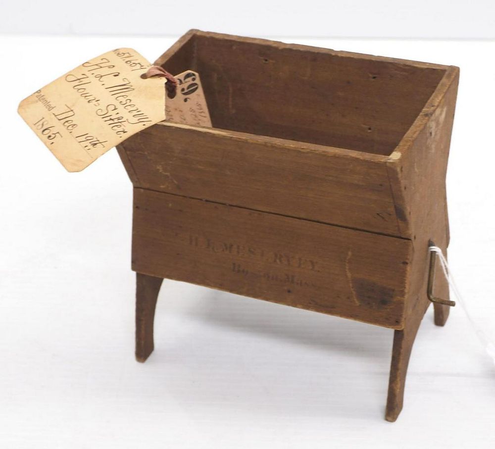 Lot 1291: Wooden patent model H.L. Meservy Flour Sifter