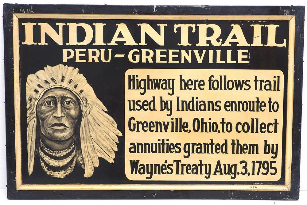 Lot 1320: Indian Trail Peru-Greenville sign