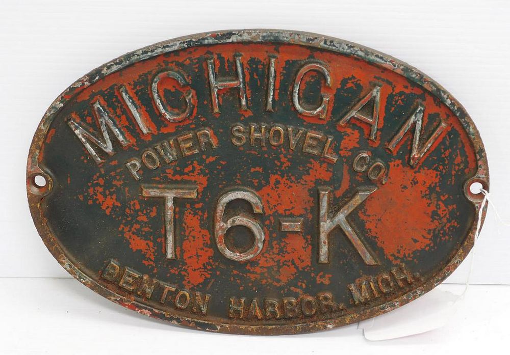 Lot 1389: Cast iron Michigan Power Shovel Co. sign