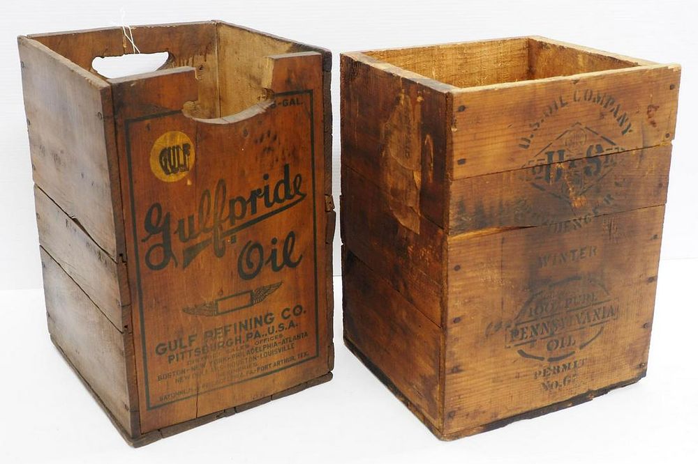 Lot 1410: (2) Wooden oil can boxes