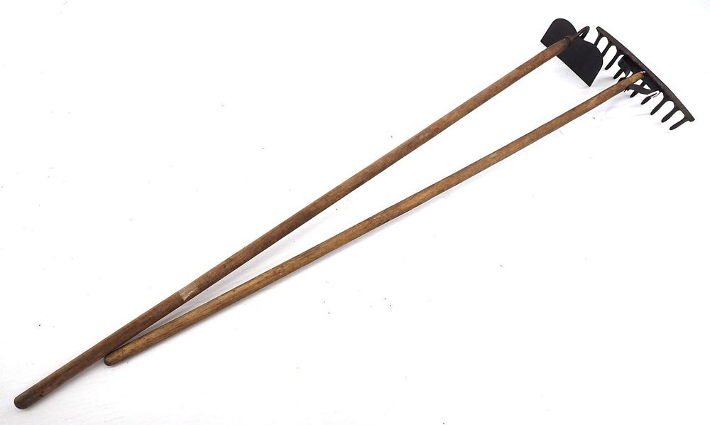 Lot 1414: (2) Child-size hoe and garden rake