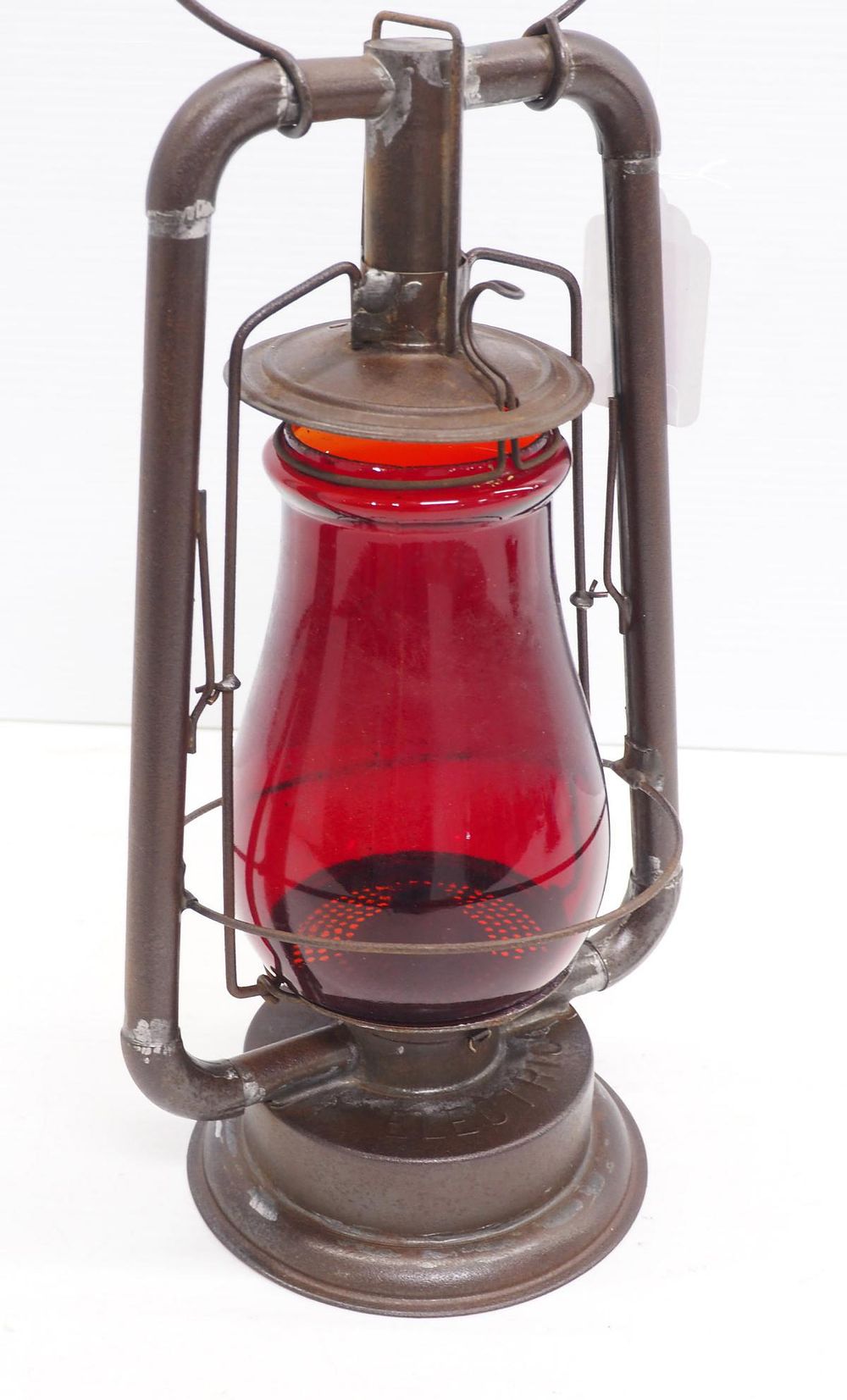 Lot 1417: Electric barn lantern with red globe