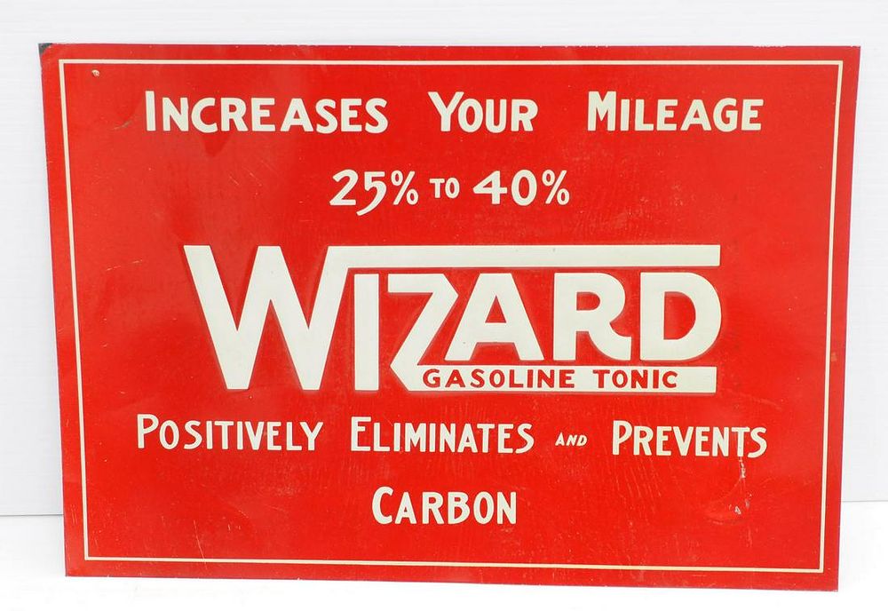 Lot 1423: Wizard Gasoline sign