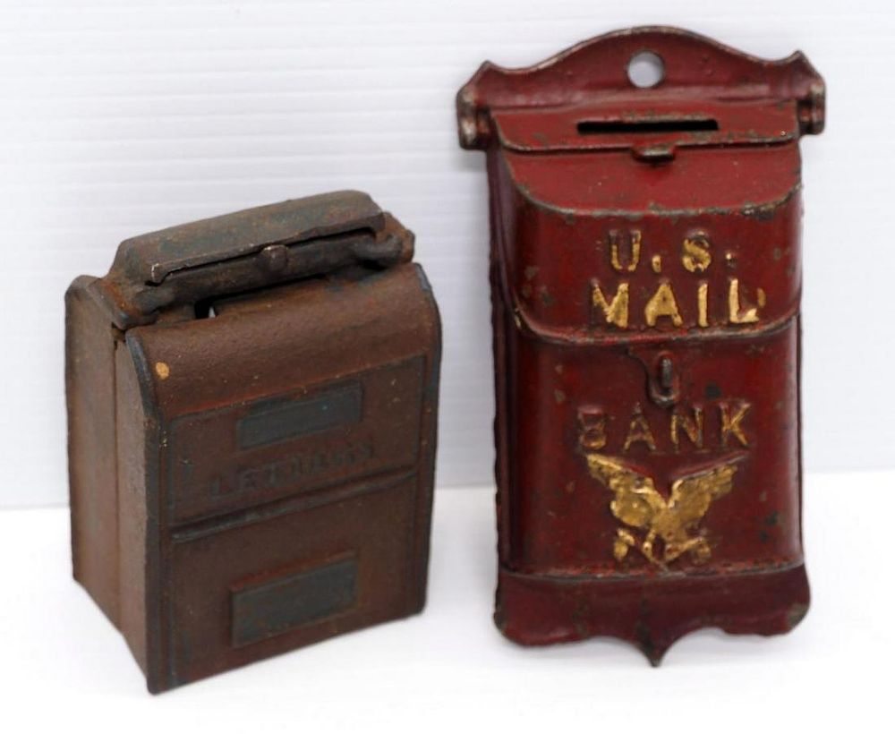 Lot 1424: (2) Cast iron mailbox banks