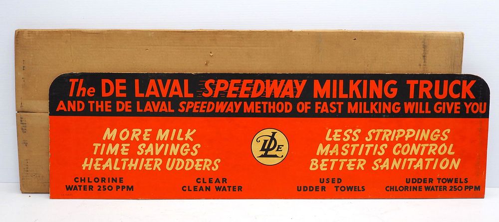 Lot 1441: DeLaval Speedway Milking Truck advertising