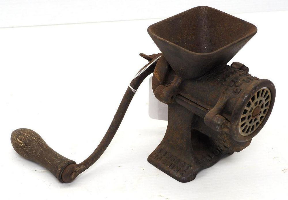 Lot 1446: Nye's hand-crank sausage grinder