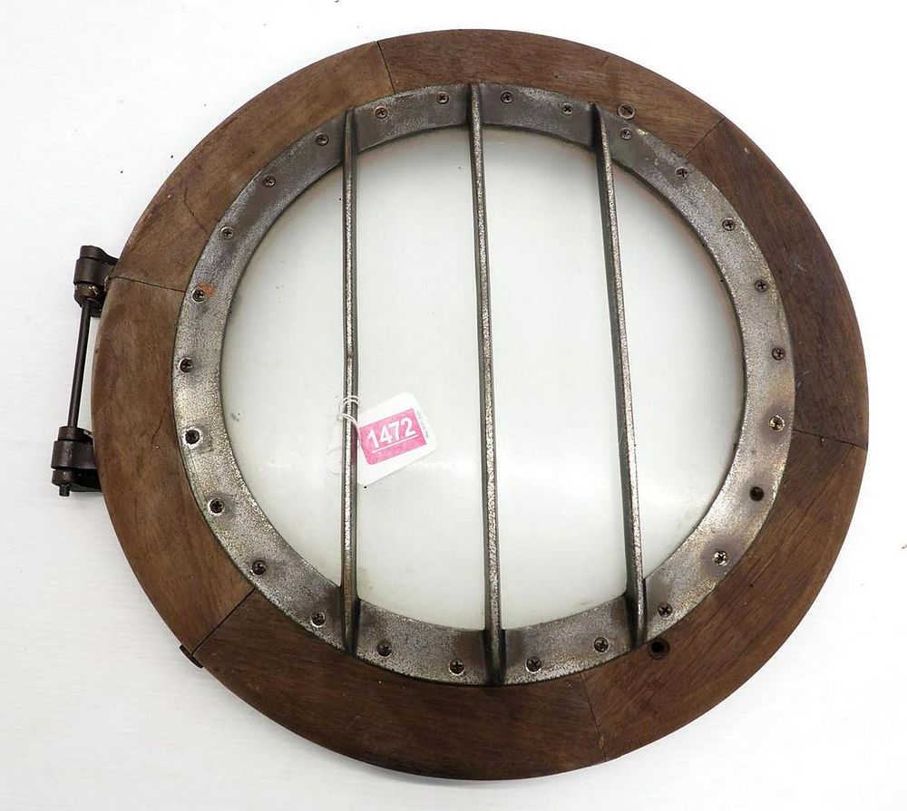 Lot 1472: Wood & steel ship's port hole