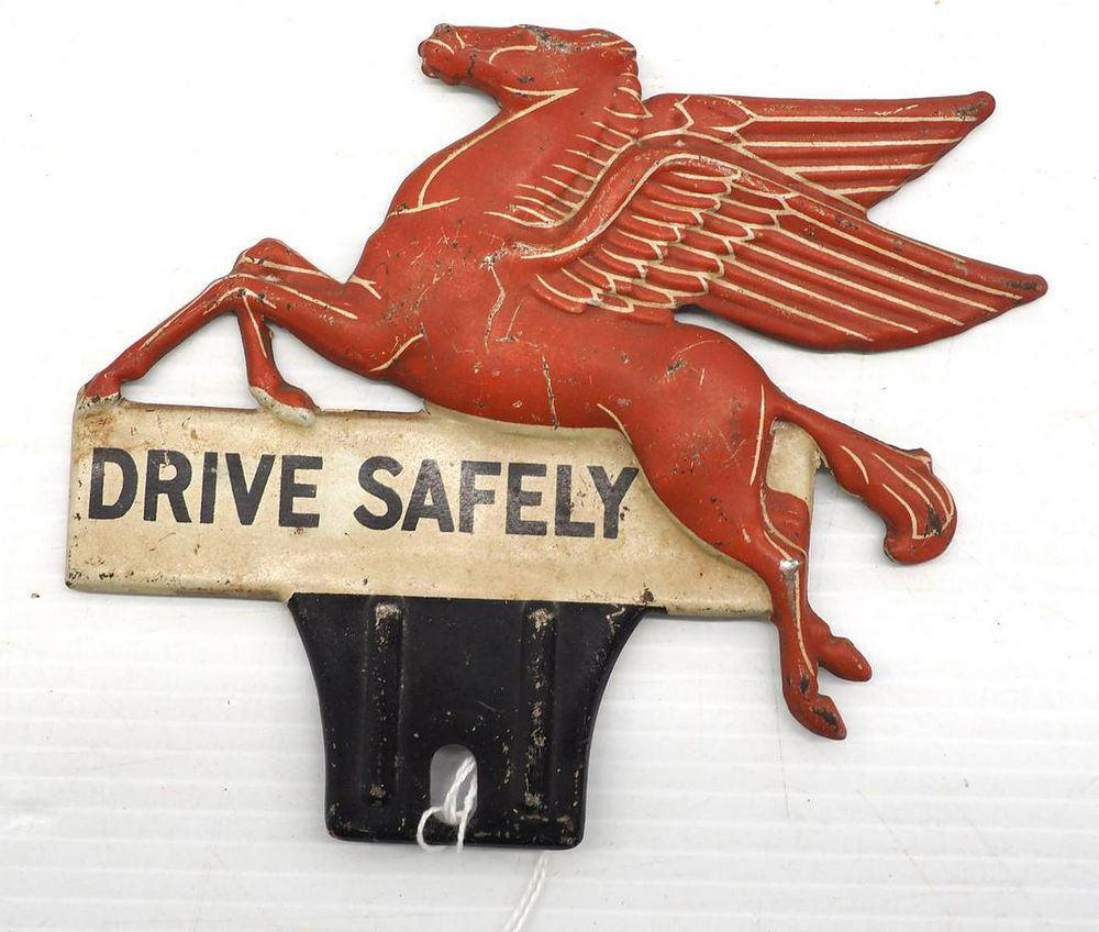 Lot 1473: Mobil Oil license plate topper