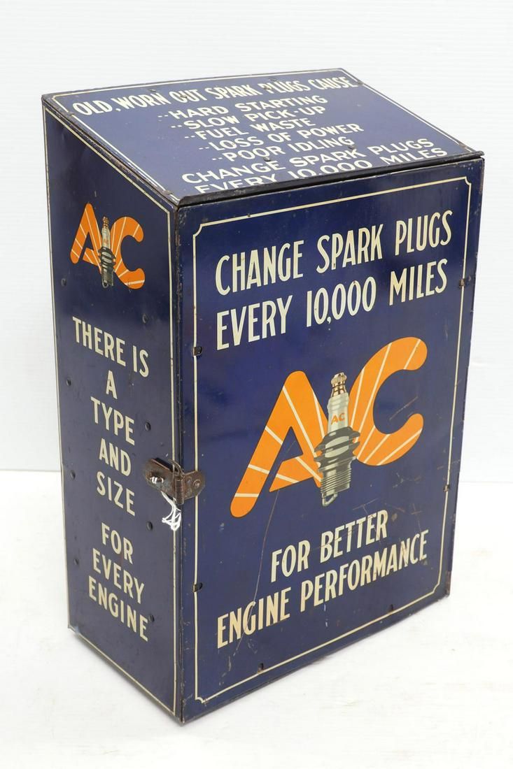 Lot 47: Metal AC Spark Plugs cabinet