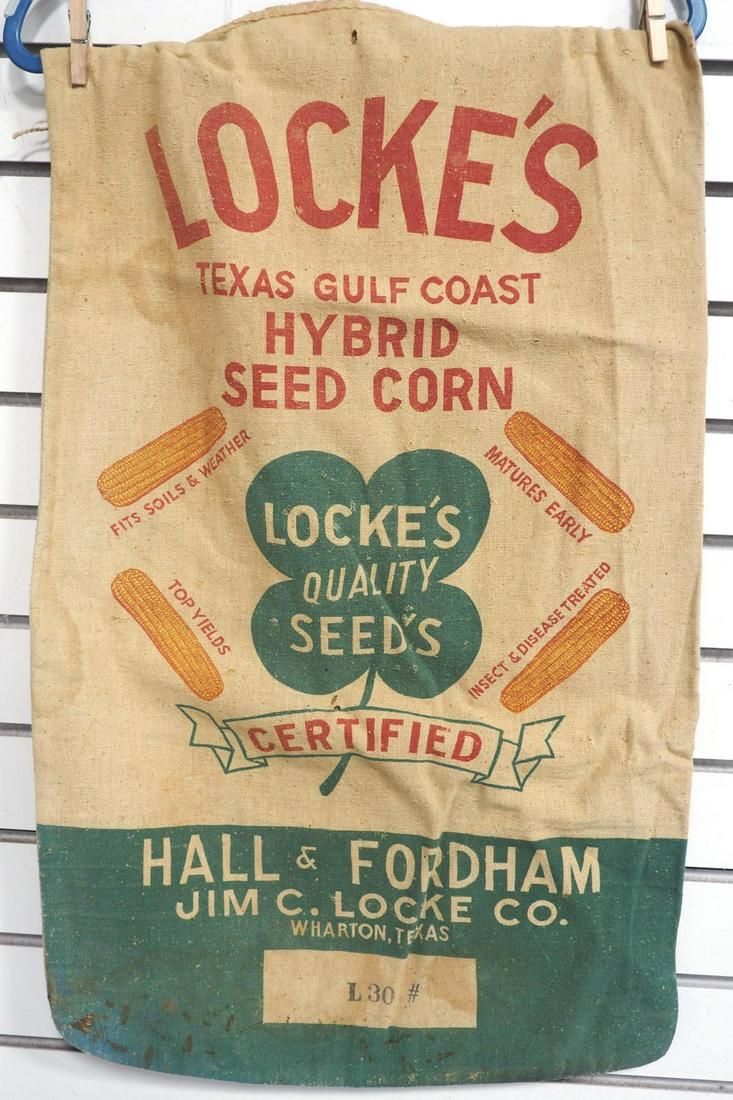 Lot 84: Lockes Seed Corn cloth bag