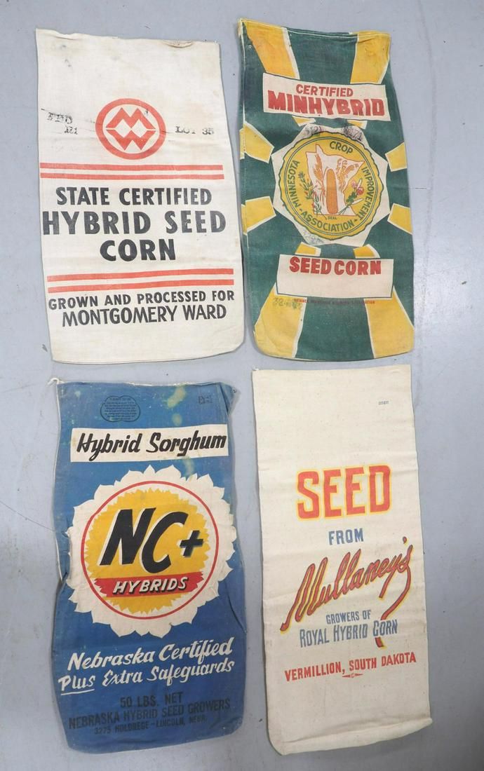 Lot 87: (4) Cloth seed corn bags
