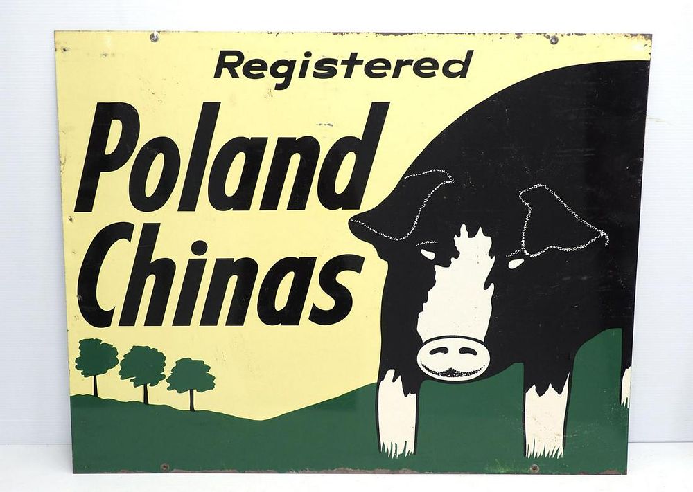 Lot 93: Poland China Hogs sign