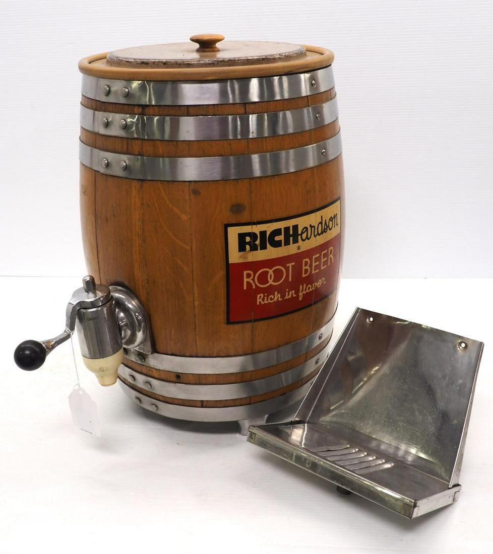Lot 100: Richardson Root Beer barrel drink dispenser